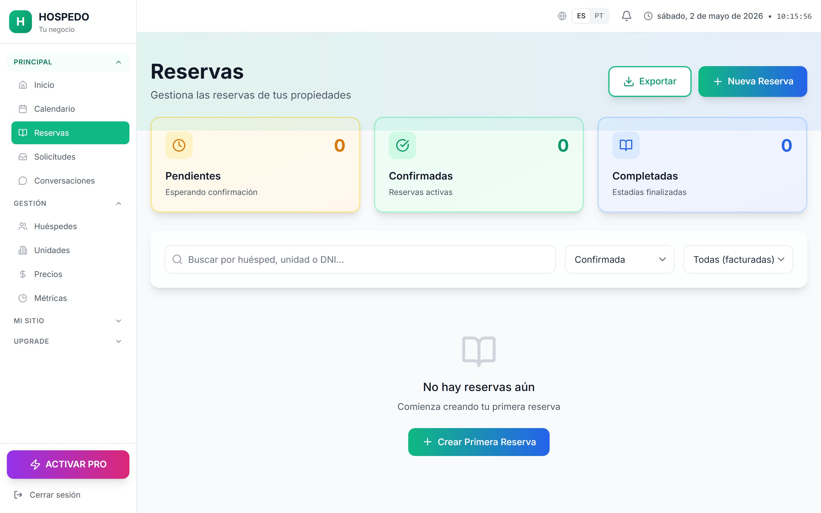 Lista de reservas